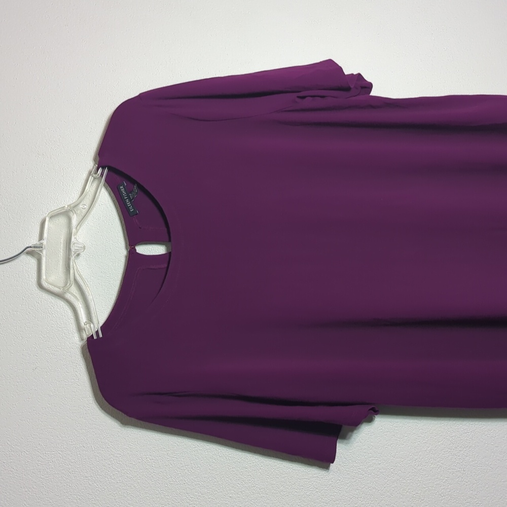 Eileen Fisher Womens Dress Viscose Short Sleeve Keyhole Quiet Luxury Purple XL - Picture 2 of 8